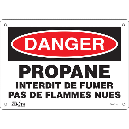 Zenith Safety Products "Propane - Interdit De Fumer" Sign, 7" x 10", Plastic, French