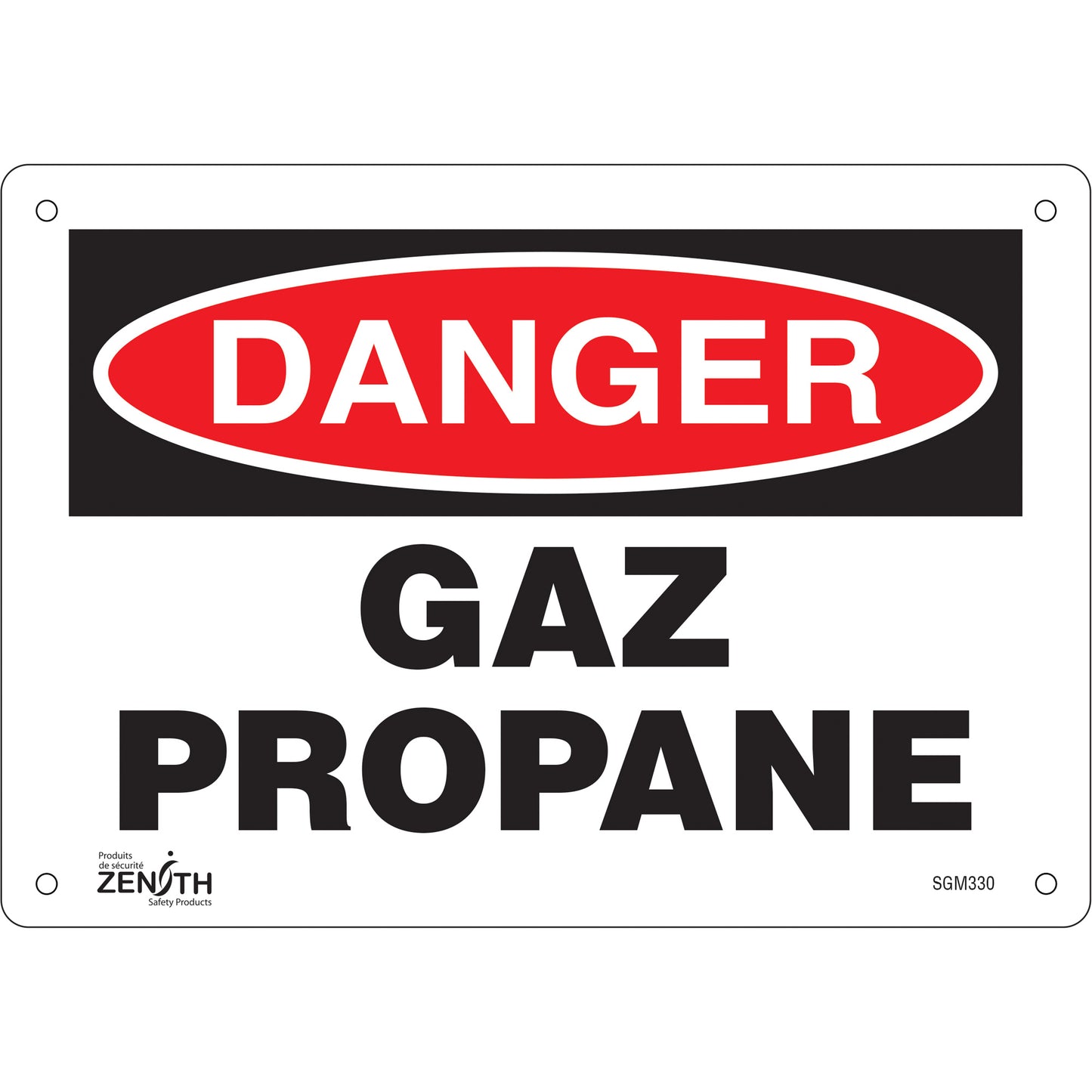 Zenith Safety Products "Gaz Propane" Sign, 7" x 10", Plastic, French