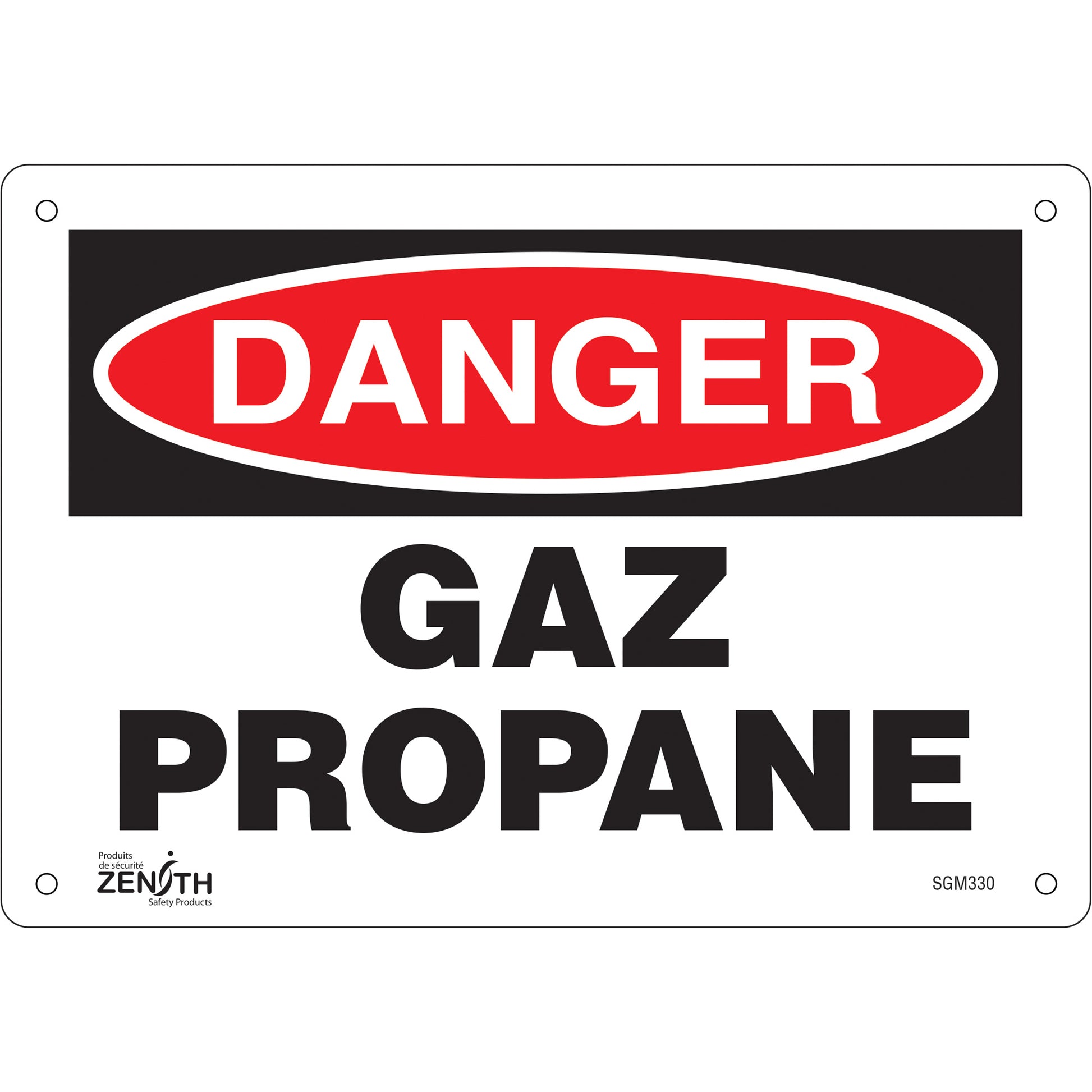 Zenith Safety Products "Gaz Propane" Sign, 7" x 10", Plastic, French