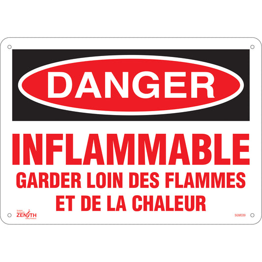Zenith Safety Products "Garder Loin Des Flammes" Sign, 10" x 14", Plastic, French