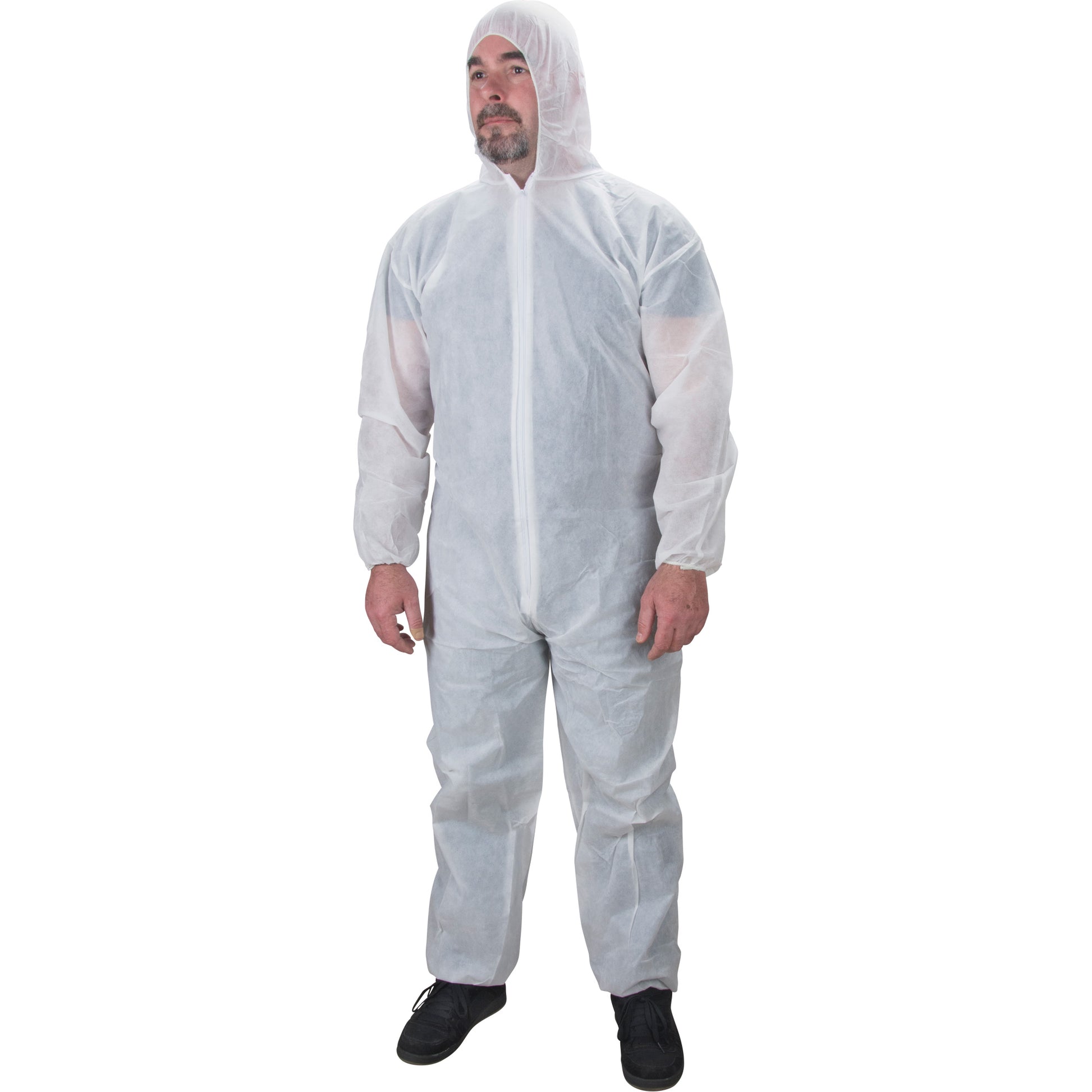 Zenith Safety Products Hooded Coveralls, 3X-Large, White, Polypropylene