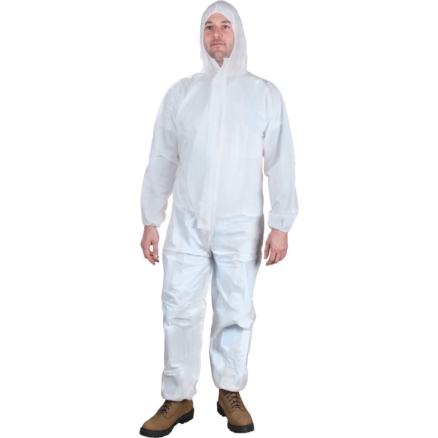 Zenith Safety Products Hooded Coveralls, Medium, White, Microporous