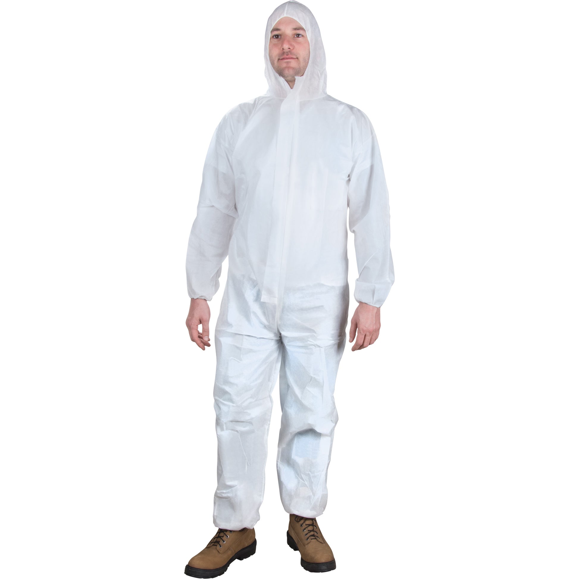Zenith Safety Products Hooded Coveralls, Medium, White, Microporous