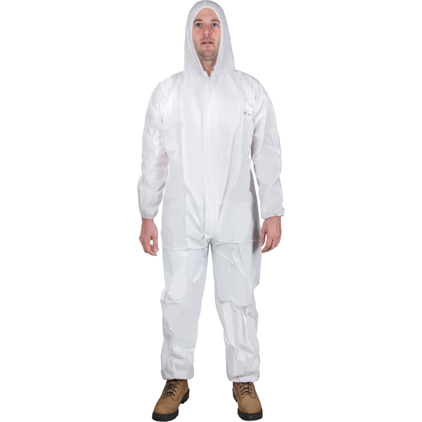 Zenith Safety Products Hooded Coveralls, Large, White, SMS