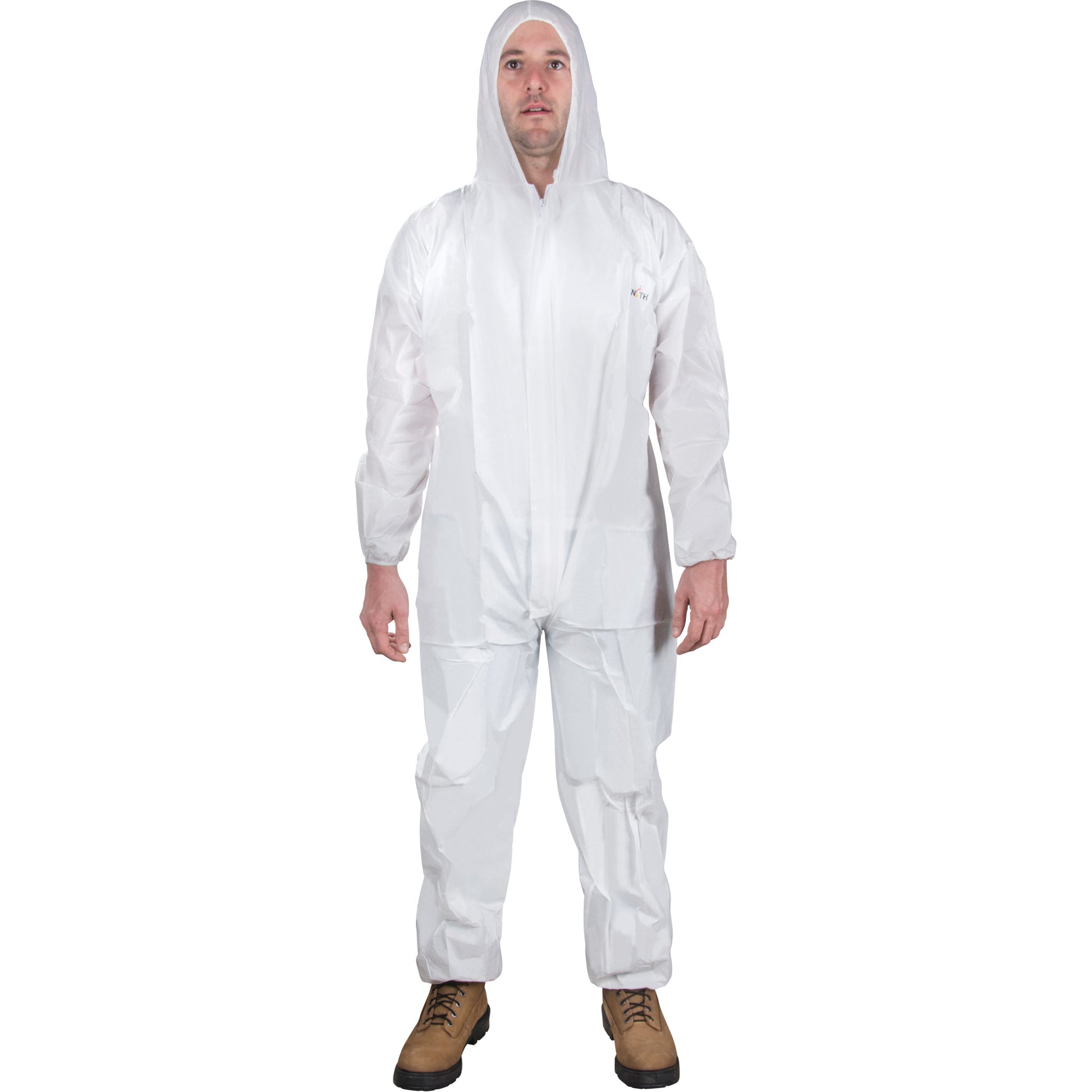 Zenith Safety Products Hooded Coveralls, Large, White, SMS
