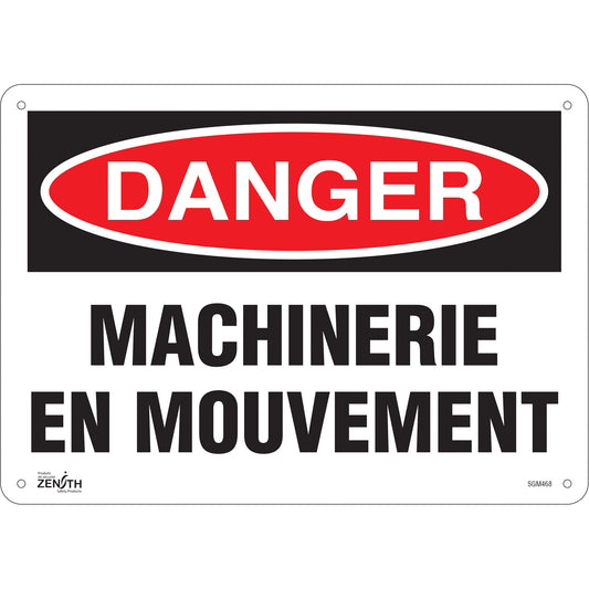 Zenith Safety Products "Machinerie en Mouvement" Sign, 10" x 14", Aluminum, French