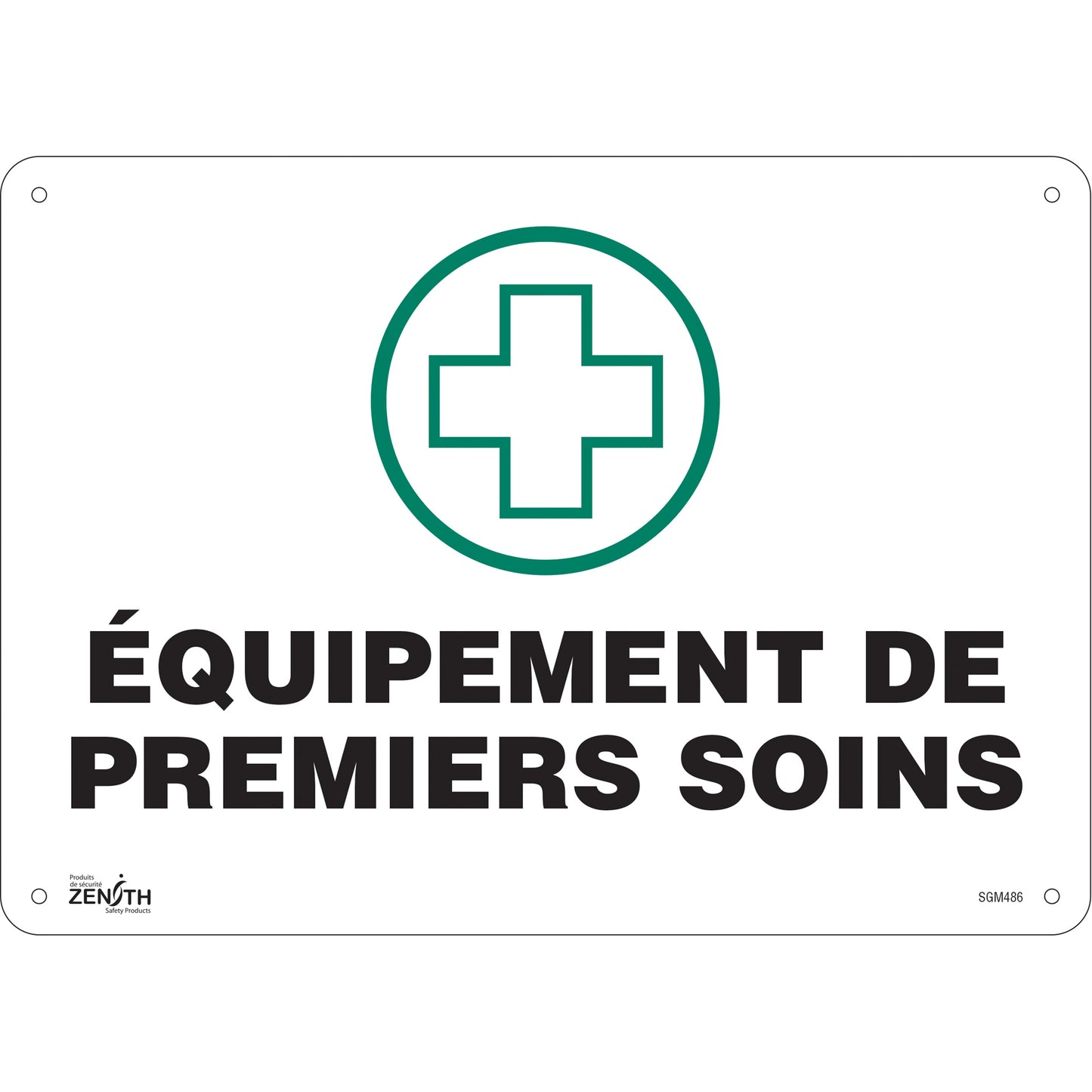 Zenith Safety Products "Premiers Soins" Sign, 10" x 14", Aluminum, French with Pictogram