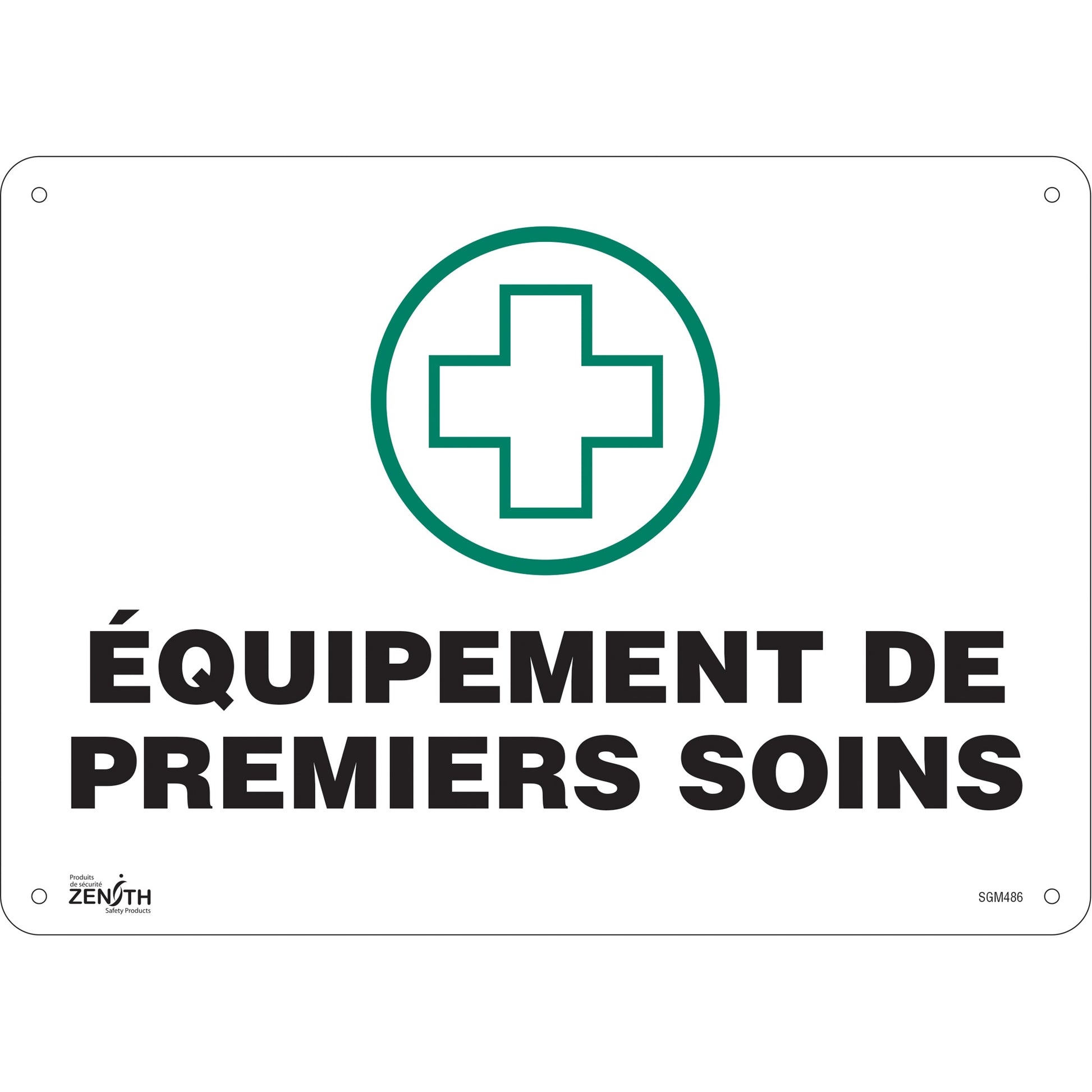Zenith Safety Products "Premiers Soins" Sign, 10" x 14", Aluminum, French with Pictogram