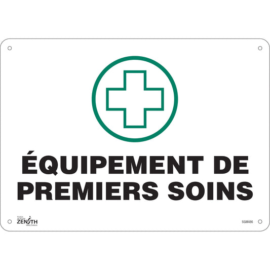 Zenith Safety Products "Premiers Soins" Sign, 10" x 14", Aluminum, French with Pictogram
