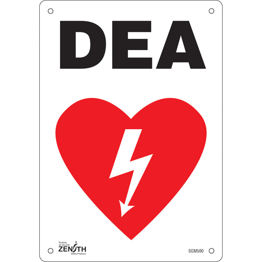 Zenith Safety Products "DEA" Sign, 10" x 7", Plastic, French with Pictogram