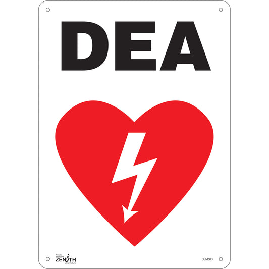 Zenith Safety Products "DEA" Sign, 14" x 10", Plastic, French with Pictogram