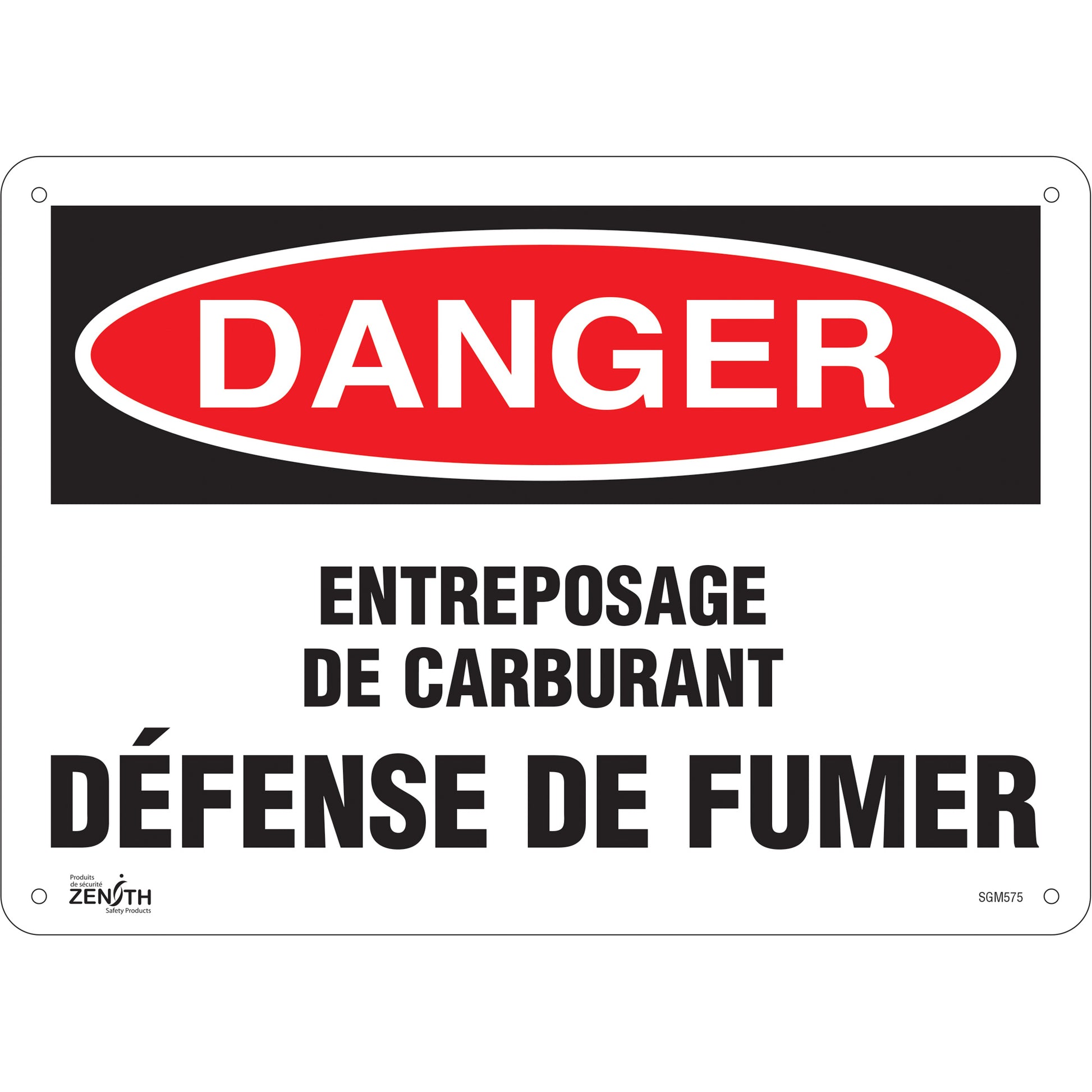Zenith Safety Products "Défense De Fumer" Sign, 10" x 14", Plastic, French