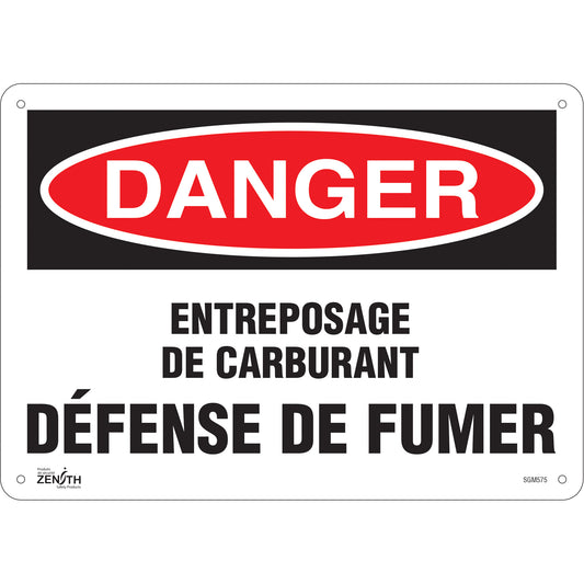 Zenith Safety Products "Défense De Fumer" Sign, 10" x 14", Plastic, French