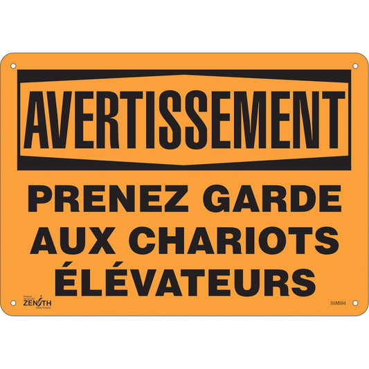 Zenith Safety Products "Prenez Garde" Sign, 10" x 14", Aluminum, French
