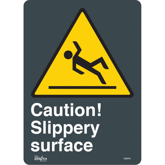 Zenith Safety Products "Slippery Surface" Sign, 14" x 10", Vinyl, English with Pictogram