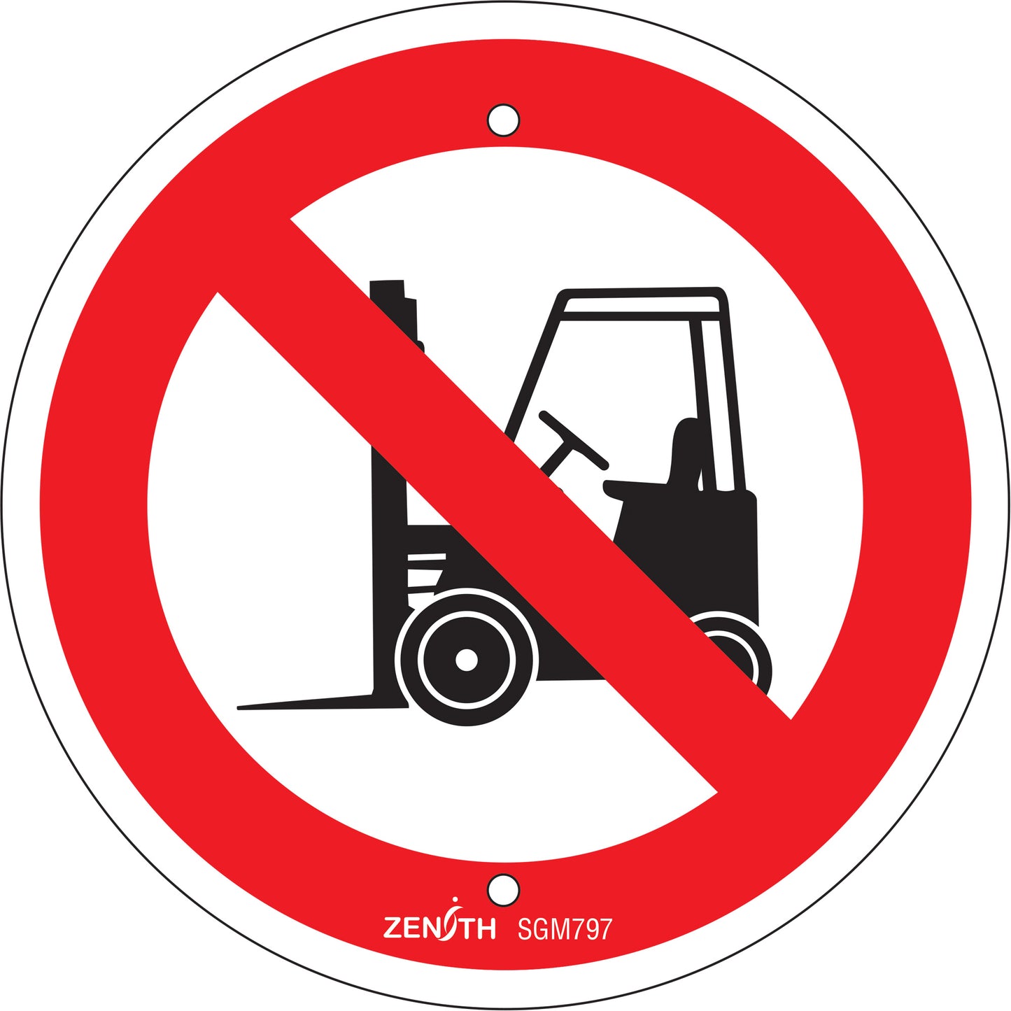 Zenith Safety Products No Forklifts CSA Standard Safety Sign, 6" x 6", Plastic, Pictogram