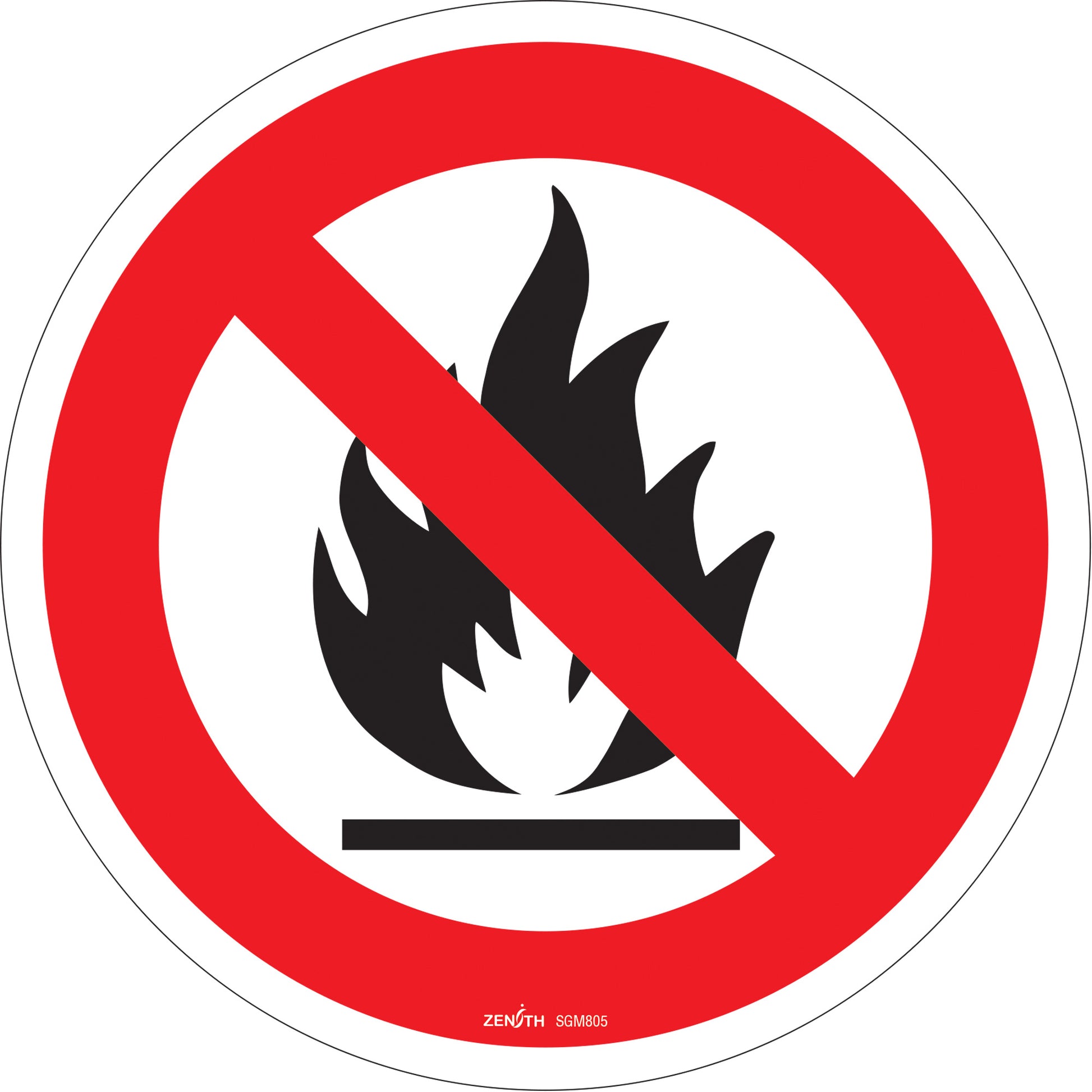 Zenith Safety Products No Open Flames CSA Standard Safety Sign, 12" x 12", Vinyl, Pictogram