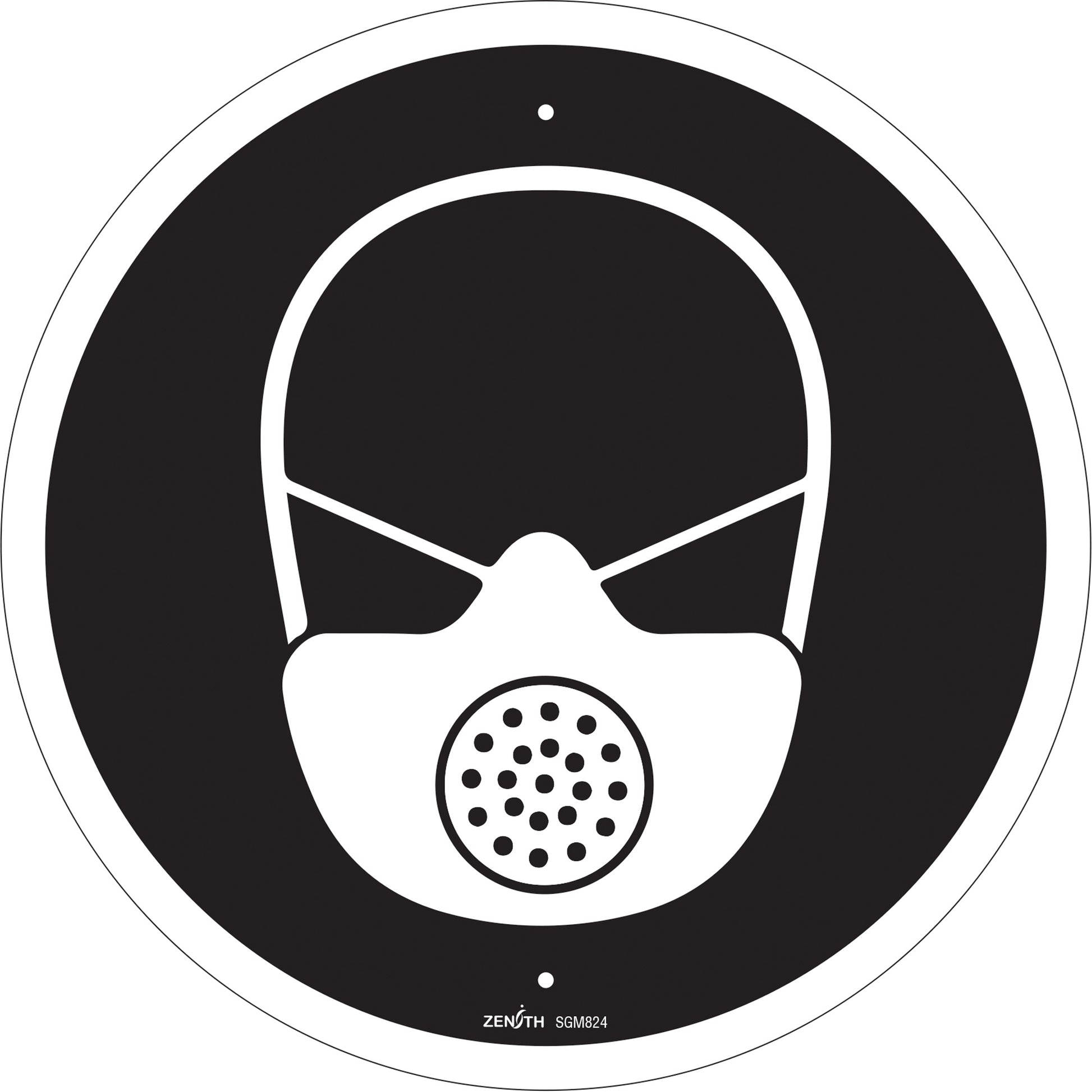 Zenith Safety Products Respiratory Protection Required CSA Standard Safety Sign, 12" x 12", Plastic, Pictogram