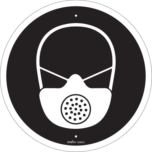 Zenith Safety Products Respiratory Protection Required CSA Standard Safety Sign, 12" x 12", Plastic, Pictogram