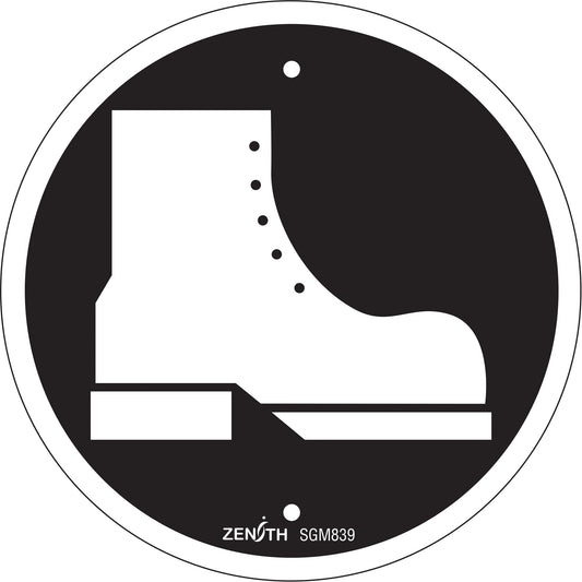 Zenith Safety Products Foot Protection Required CSA Standard Safety Sign, 6" x 6", Plastic, Pictogram