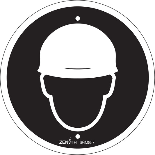 Zenith Safety Products Hardhat Protection Required CSA Standard Safety Sign, 6" x 6", Plastic, Pictogram