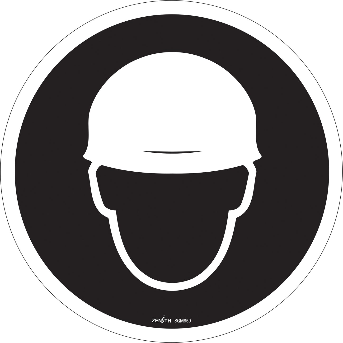 Zenith Safety Products Hard Hat Protection Required CSA Standard Safety Sign, 12" x 12", Vinyl, Pictogram