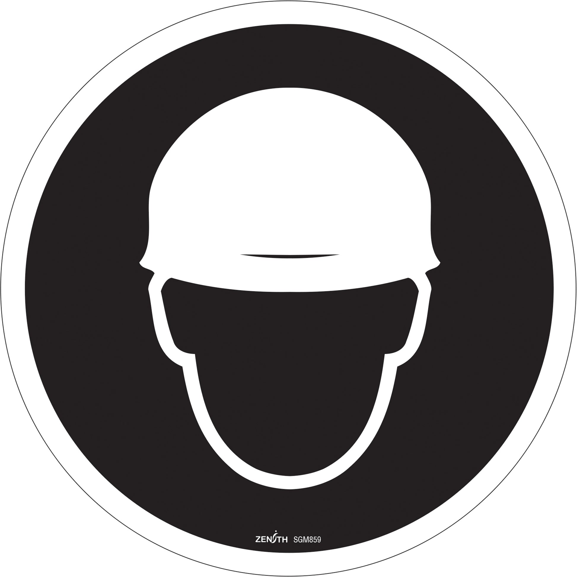 Zenith Safety Products Hard Hat Protection Required CSA Standard Safety Sign, 12" x 12", Vinyl, Pictogram