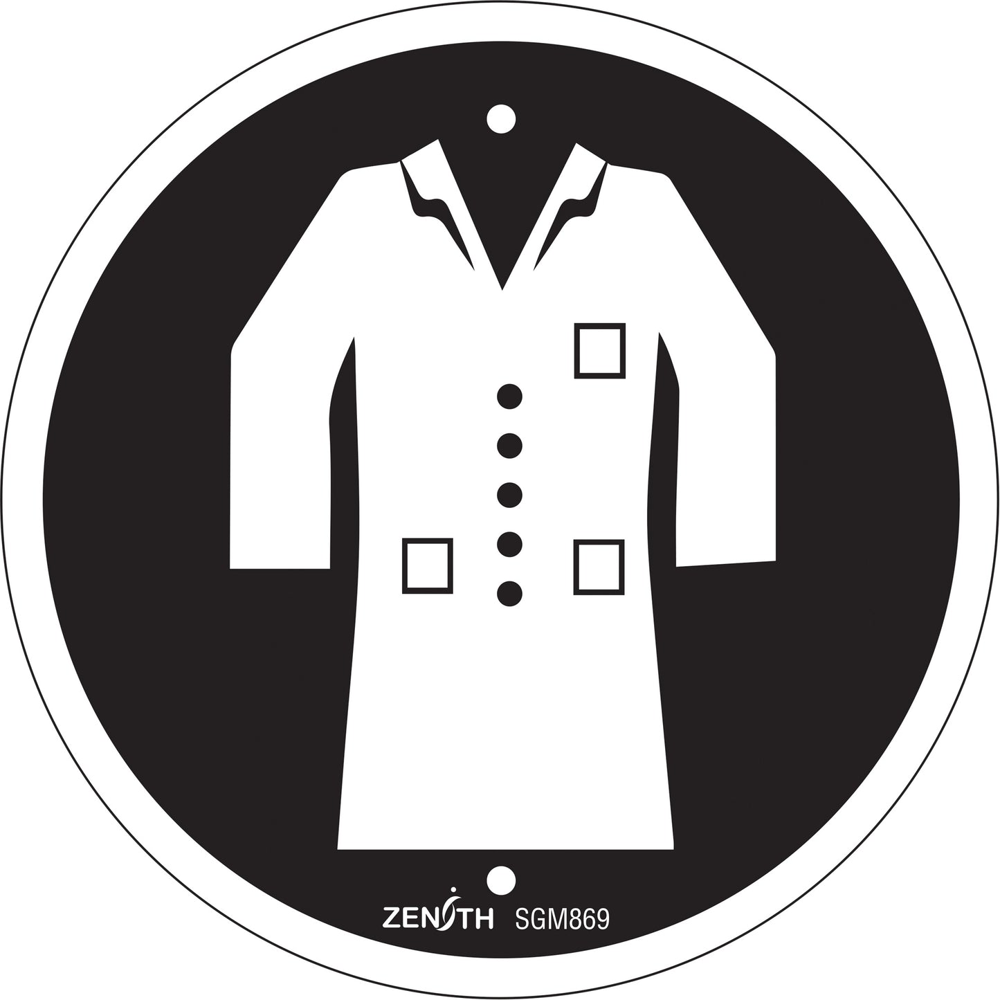 Zenith Safety Products Lab Coat Required CSA Standard Safety Sign, 6" x 6", Plastic, Pictogram