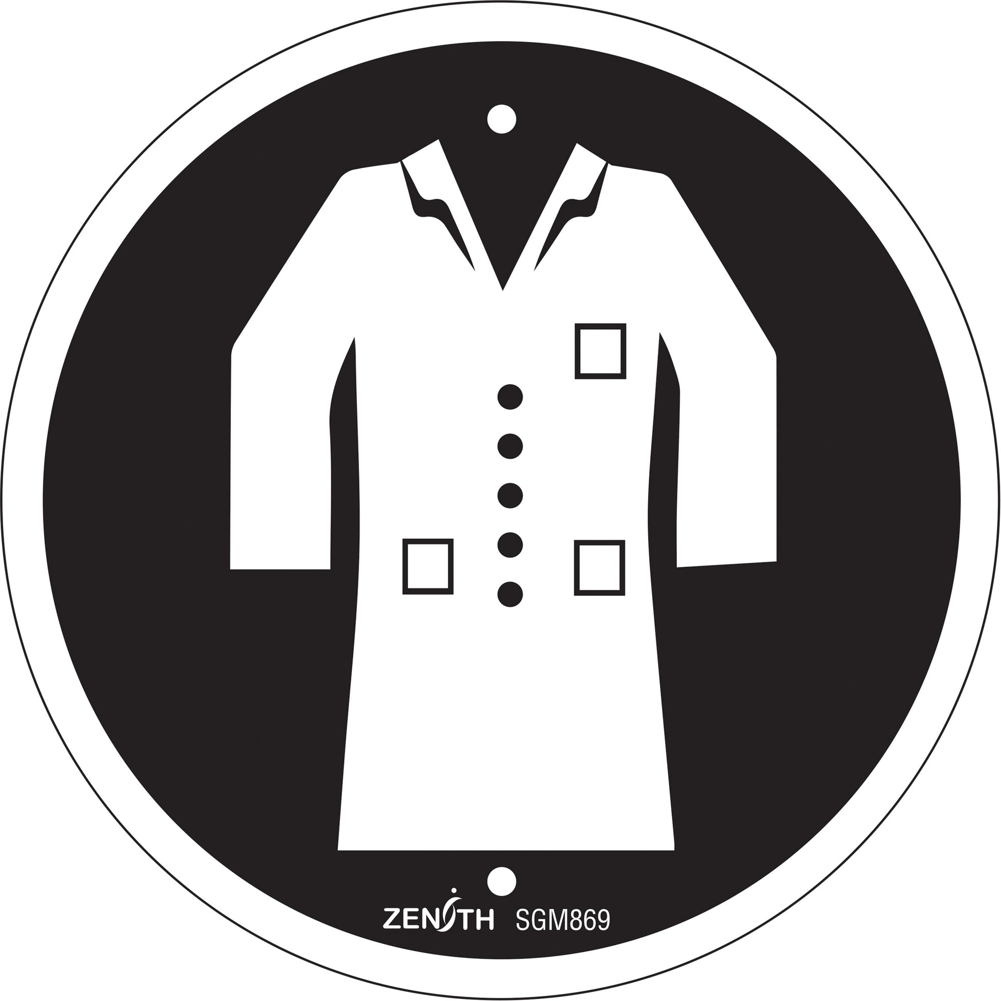 Zenith Safety Products Lab Coat Required CSA Standard Safety Sign, 6" x 6", Plastic, Pictogram