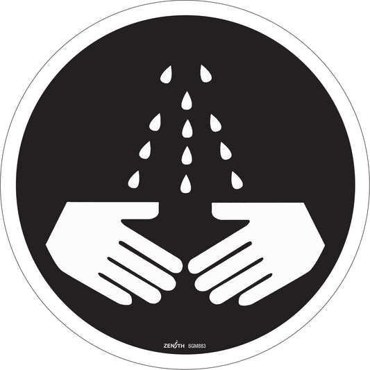 Zenith Safety Products Wash Your Hands CSA Standard Safety Sign, 12" x 12", Vinyl, Pictogram