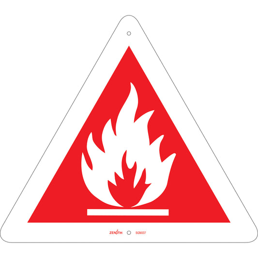 Zenith Safety Products Flammable CSA Standard Safety Sign, 12" x 12", Plastic, Pictogram