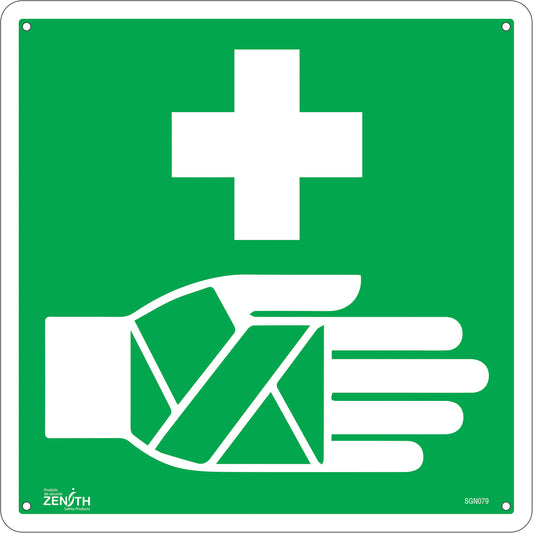 Zenith Safety Products First Aid CSA Standard Safety Sign, 12" x 12", Plastic, Pictogram