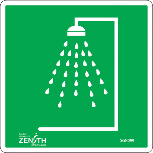 Zenith Safety Products Emergency Shower CSA Standard Safety Sign, 6" x 6", Vinyl, Pictogram