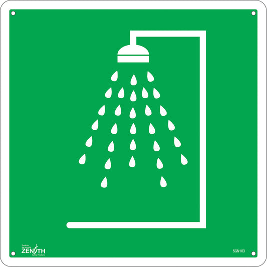 Zenith Safety Products Emergency Shower CSA Standard Safety Sign, 12" x 12", Plastic, Pictogram