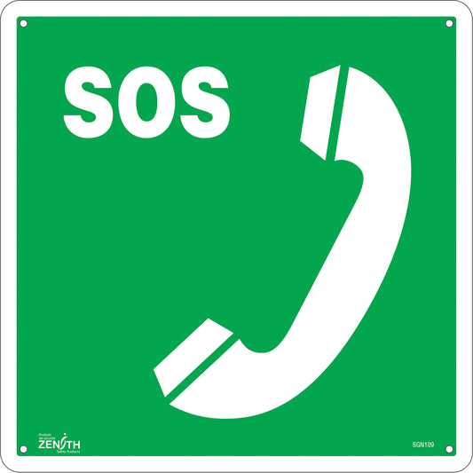 Zenith Safety Products Emergency Telephone CSA Standard Safety Sign, 12" x 12", Plastic, Bilingual with Pictogram