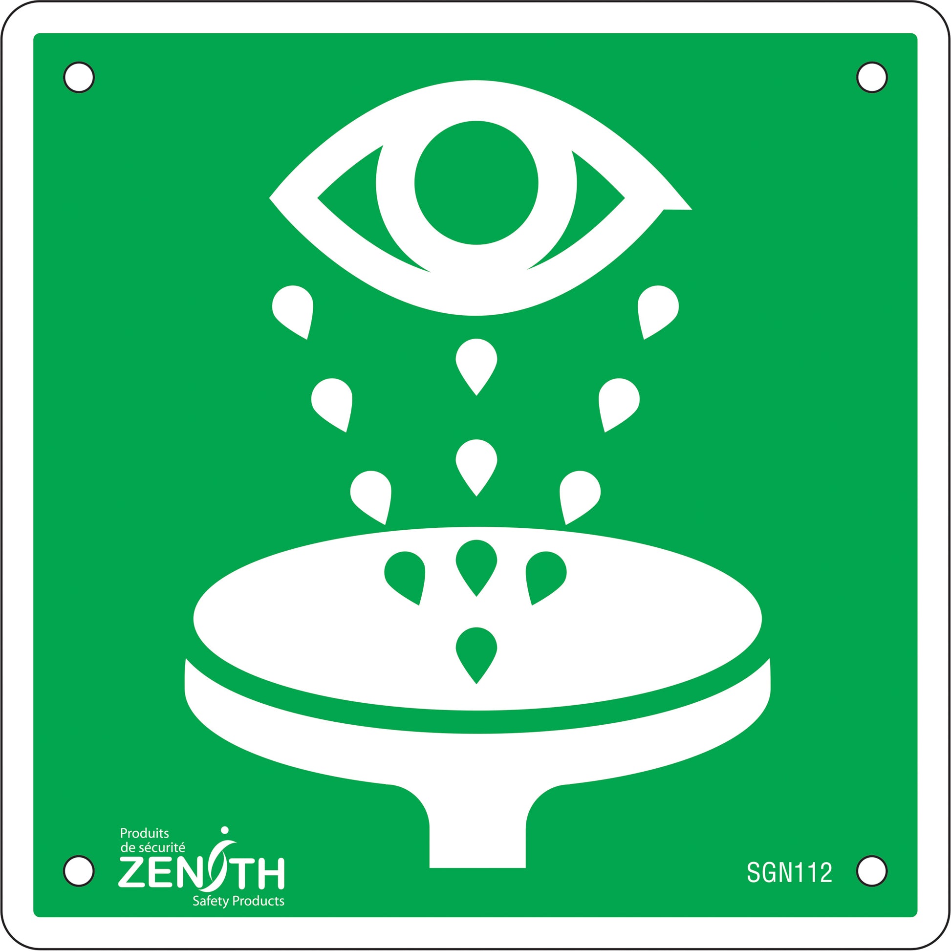 Zenith Safety Products Eye Wash CSA Standard Safety Sign, 6" x 6", Plastic, Pictogram