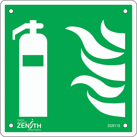 Zenith Safety Products Fire Extinguisher CSA Standard Safety Sign, 6" x 6", Plastic, Pictogram