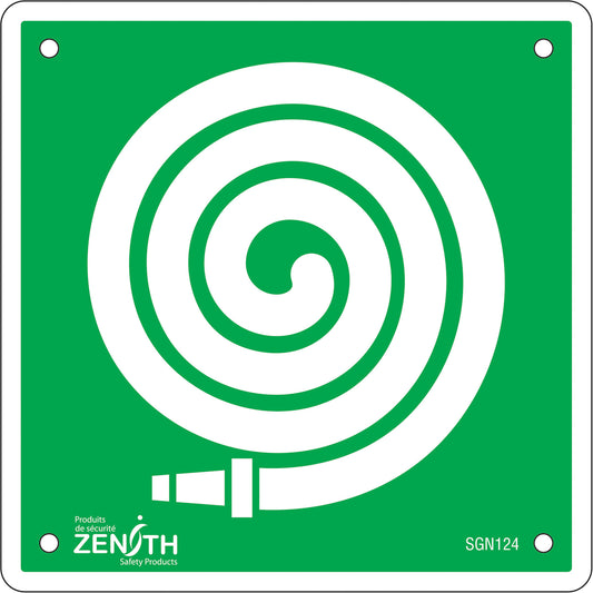 Zenith Safety Products Fire Hose CSA Standard Safety Sign, 6" x 6", Plastic, Pictogram