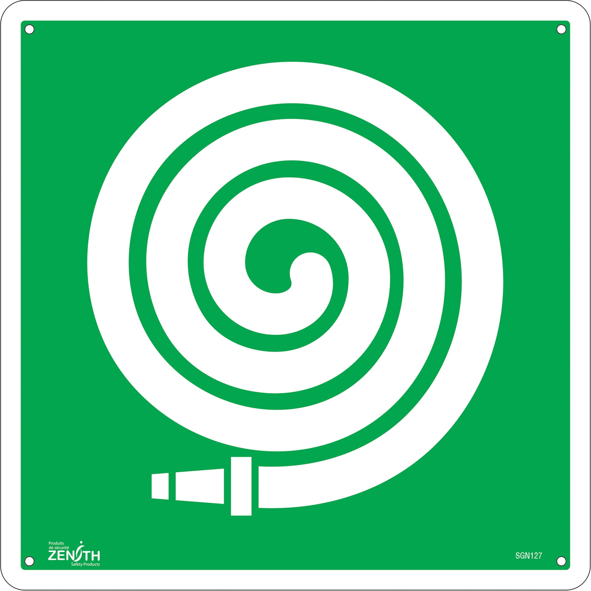 Zenith Safety Products Fire Hose CSA Standard Safety Sign, 12" x 12", Plastic, Pictogram