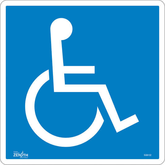 Zenith Safety Products Handicap CSA Standard Safety Sign, 12" x 12", Vinyl, Pictogram