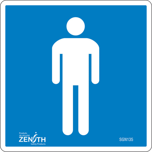 Zenith Safety Products Men CSA Standard Safety Sign, 6" x 6", Vinyl, Pictogram