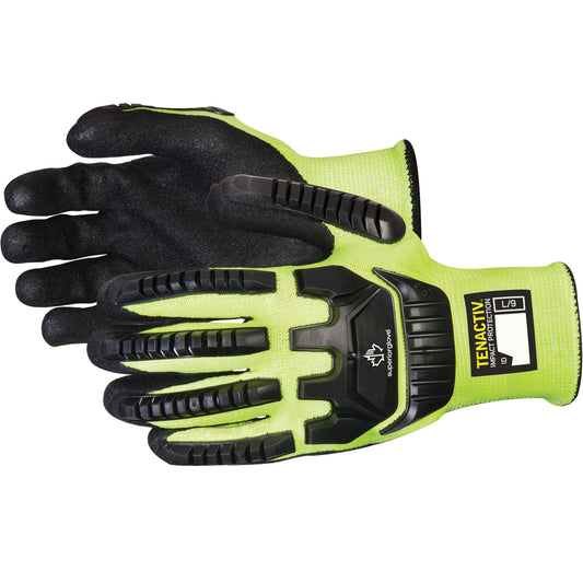 Superior Glove Works Ltd. Anti-Impact Hi-Viz Gloves, Size 7, 13 Gauge, Nitrile Coated, TenActiv™ Shell, ASTM ANSI Level A4