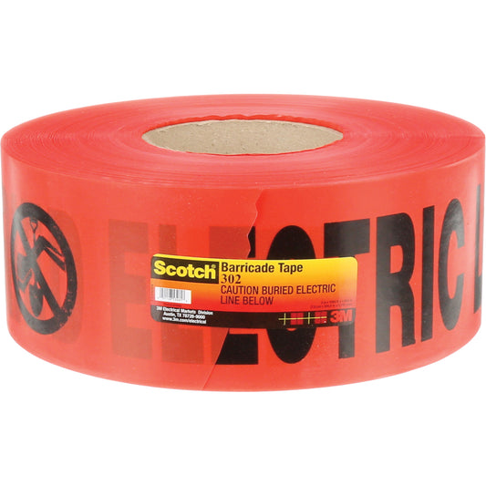 3M Scotch® Buried Barricade Tape, English, 3" W x 1000' L, 4 mils, Black on Red