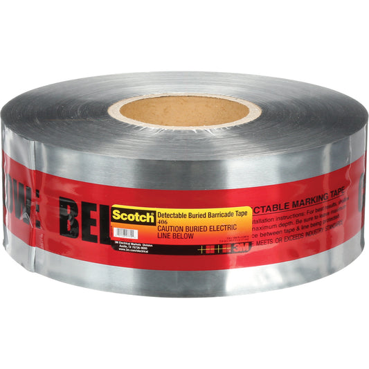 3M Scotch® Detectable Buried Barricade Tape, English, 3" W x 1000' L, 5 mils, Black on Red