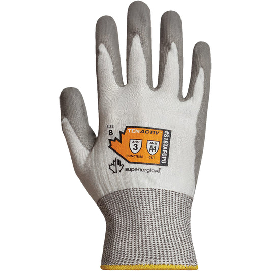 Superior Glove Works Ltd. Cut-Resistant Gloves, Size 12, 18 Gauge, Polyurethane Coated, TenActiv™ Shell, ASTM ANSI Level A4