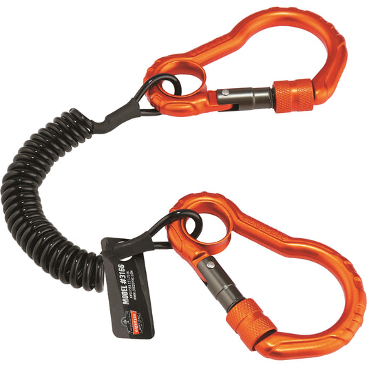 Ergodyne Squids® 3166 Tool Lanyard, Coil, Dual Carabiner