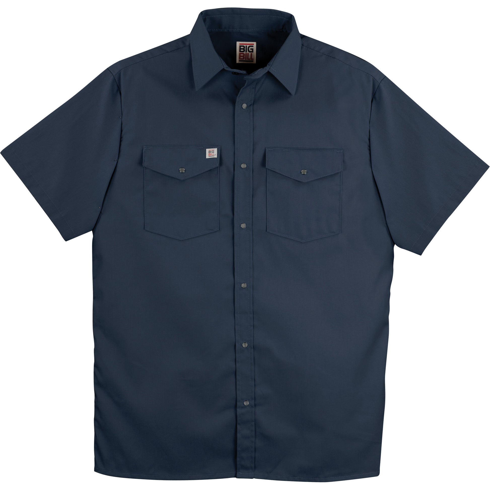Big Bill Twill Short-Sleeved Work Shirt with Snap, Men's, 5X-Large (Tall), Navy Blue