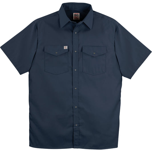 Big Bill Twill Short-Sleeved Work Shirt with Snap, Men's, 5X-Large (Tall), Navy Blue