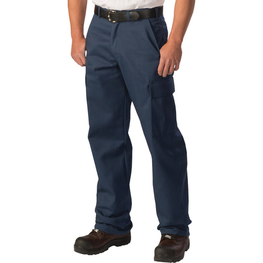 Big Bill Twill Cargo Work Pants, Poly-Cotton, Navy Blue, Size 50, 32 Inseam