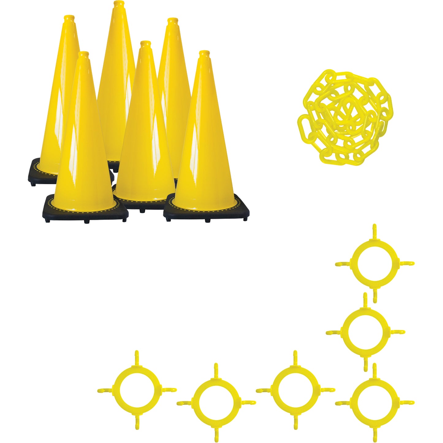 Mr. Chain Traffic Cone & Chain Kit, 28", Yellow